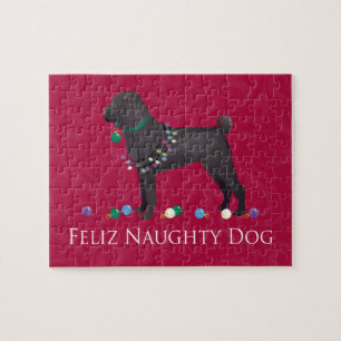 Chinese Shar Pei Feliz Naughty Dog Christmas Desgn Jigsaw Puzzle