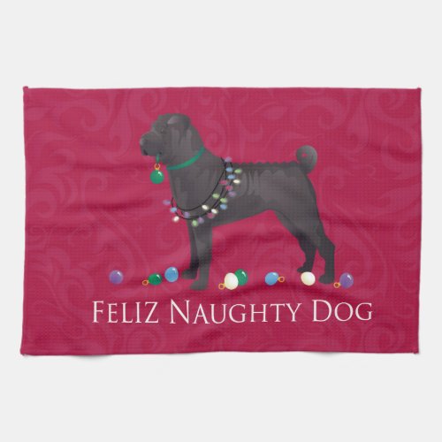 Chinese Shar Pei Feliz Naughty Dog Christmas Desgn Towel