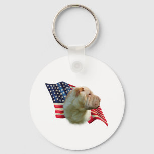 Chinese Shar-Pei Flag Keychain