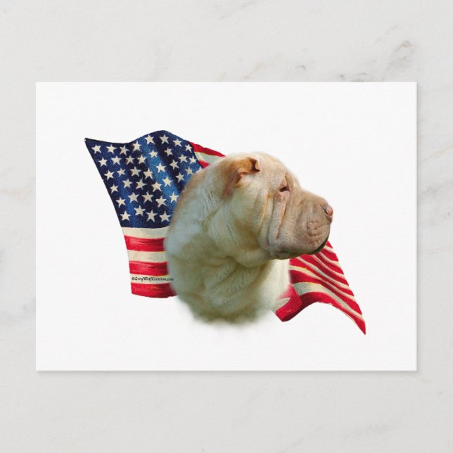 Chinese Shar-Pei Flag Postcard (Front)