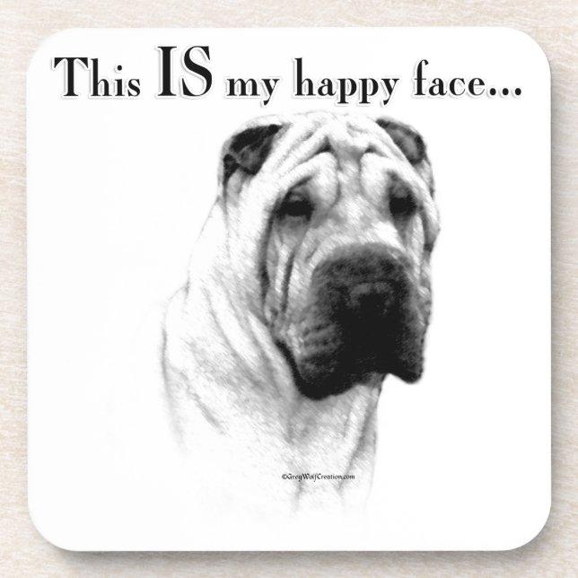 Chinese Shar Pei Happy Face Beverage Coaster (Front)