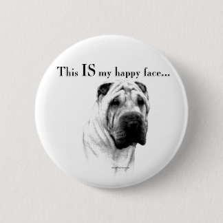 Chinese Shar Pei Happy Face Button