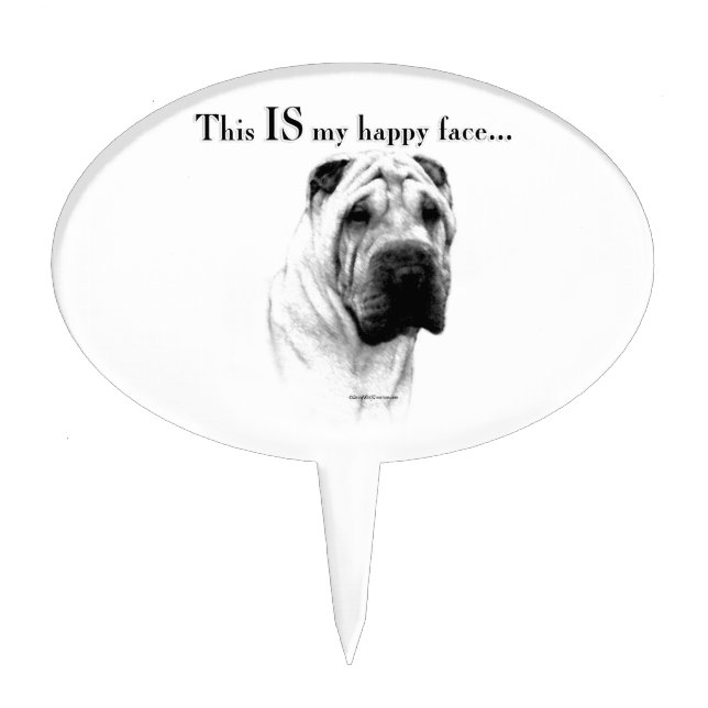 Chinese Shar Pei Happy Face Cake Topper (Front)