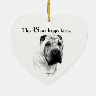 Chinese Shar Pei Happy Face Ceramic Ornament