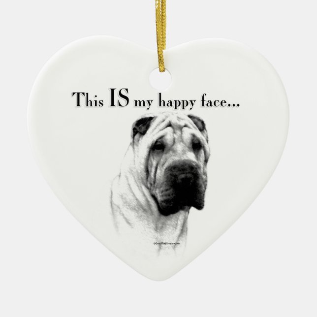 Chinese Shar Pei Happy Face Ceramic Ornament (Front)