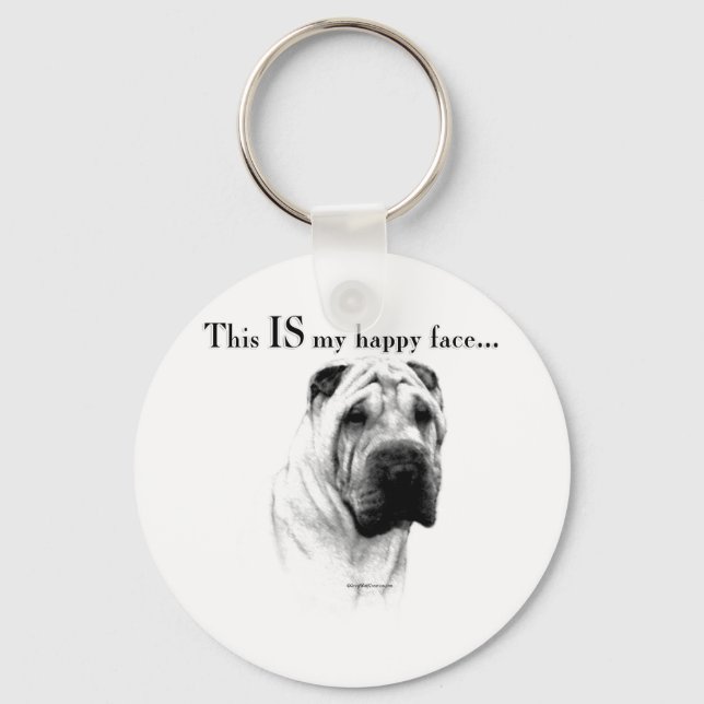 Chinese Shar Pei Happy Face Keychain (Front)