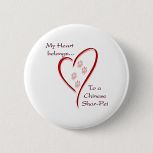 Chinese Shar-Pei Heart Belongs Pinback Button