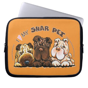 Chinese Shar Pei Lover Laptop Sleeve by offleashart at Zazzle