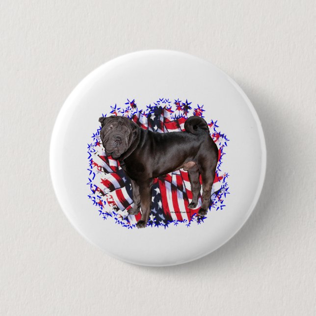 Chinese Shar-Pei Patriot Button (Front)