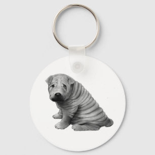 CHINESE SHAR-PEI: PENCIL REALISM: DOG KEYCHAIN