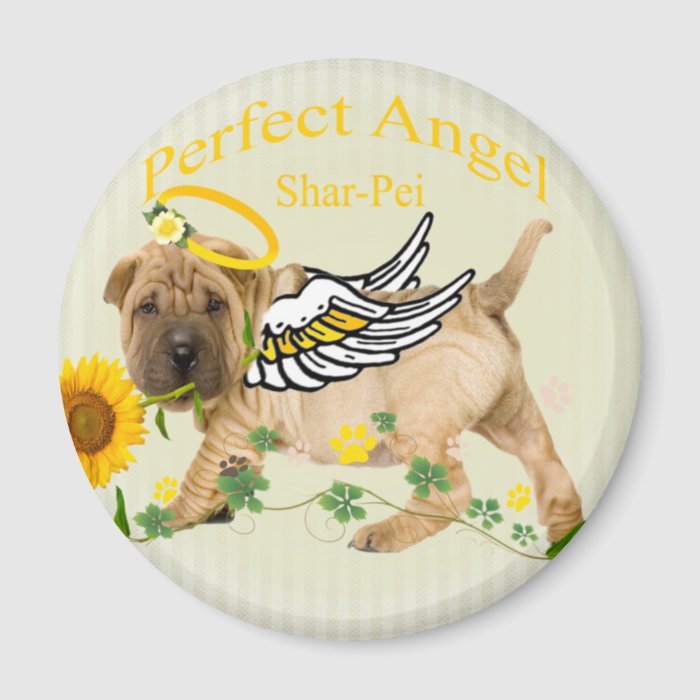 Chinese Shar pei Perfect Angel w Daisy Fridge Magnets