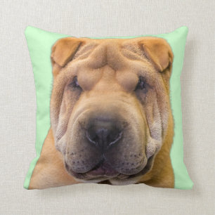Chinese Shar Pei Portrait Throw Pillow