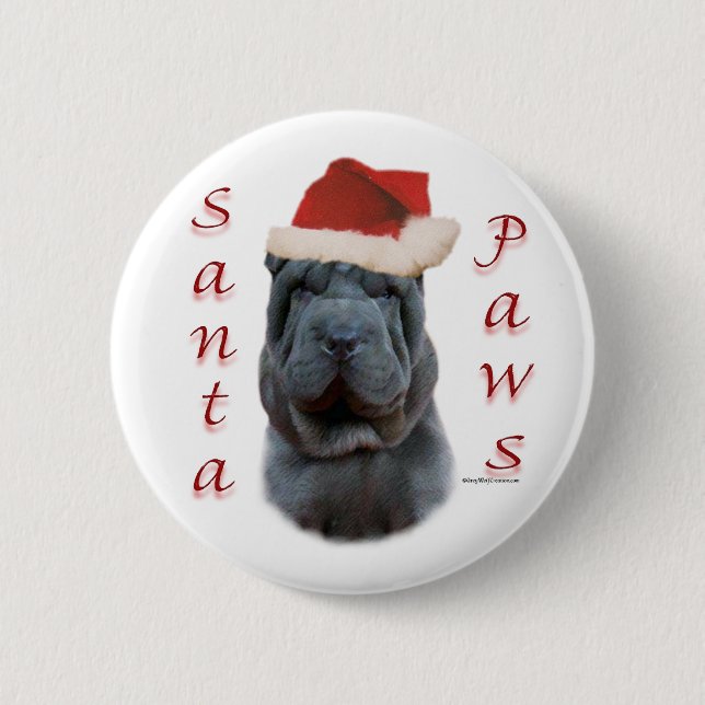 Chinese Shar-Pei Santa Paws Button (Front)