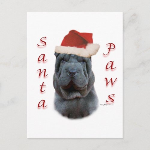 Chinese Shar_Pei Santa Paws Holiday Postcard