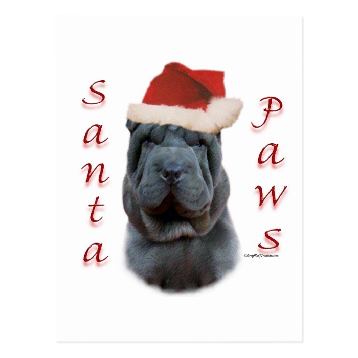 Chinese Shar Pei Santa Paws Post Card