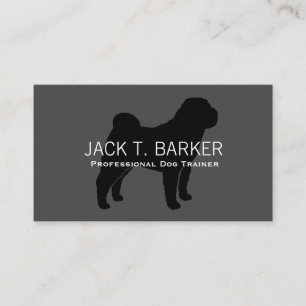 Chinese Shar-Pei Silhouette Black on Grey Business Card