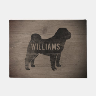 Chinese Shar-Pei Silhouette Personalized Dog Breed Doormat