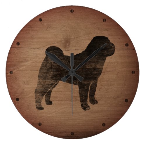 Chinese Shar Pei Silhouette Rustic Large Clock Chinese Shar Pei Silhouette Rustic Large Clock