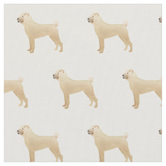Chinese Shar-Pei Silhouette Tiled - Basic Fawn Fabric (Close Up)