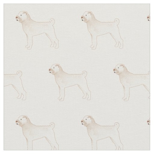 Chinese Shar-Pei Silhouette Tiled - Basic White Fabric