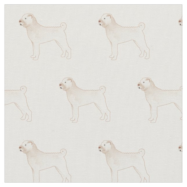 Chinese Shar-Pei Silhouette Tiled - Basic White Fabric (Close Up)