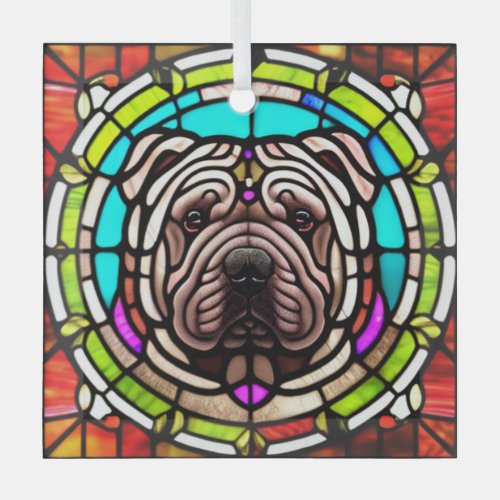 Chinese Shar_Pei Stained Glass  Glass Ornament
