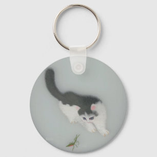 Chinese Silk Cat Picture Keychain