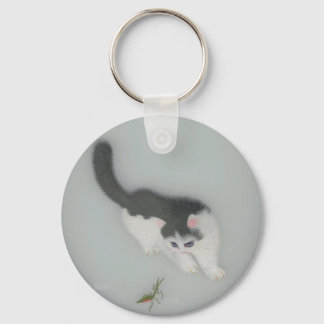 Chinese Silk Cat Picture Keychain
