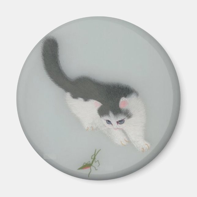 Chinese Silk Cat Picture Magnet (Front)