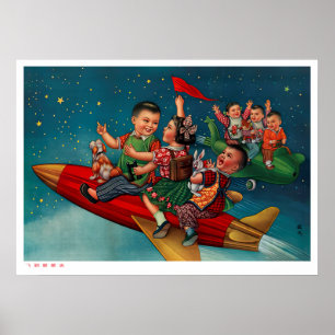 Chinese space retro poster propaganda