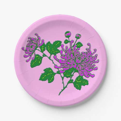 Chinese spider chrysanthemu  _ lavender and orchid paper plates