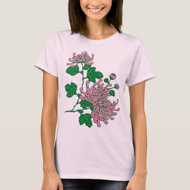 Chinese spider chrysanthemums  - coral pink T-Shirt (Front)