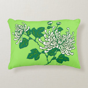 Chinese spider chrysanthemums - creamy white accent pillow