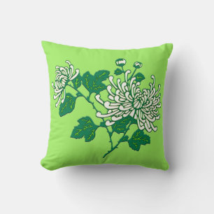 Chinese spider chrysanthemums - creamy white throw pillow