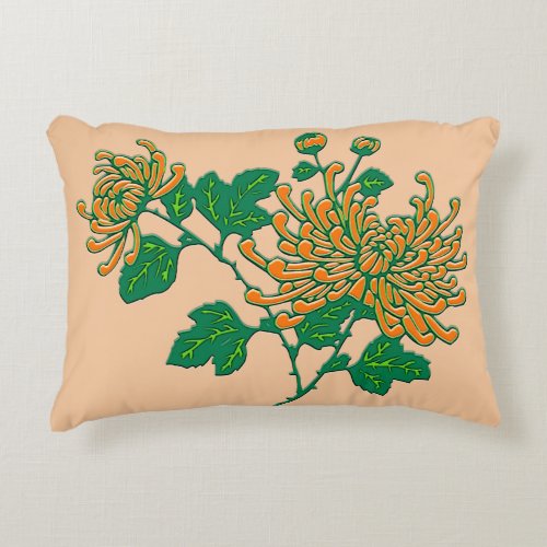 Chinese spider chrysanthemums _ Mandarin orange Decorative Pillow