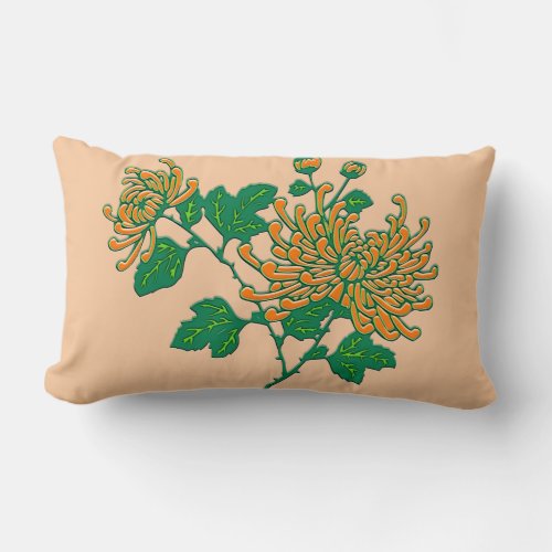 Chinese spider chrysanthemums _ Mandarin orange Lumbar Pillow