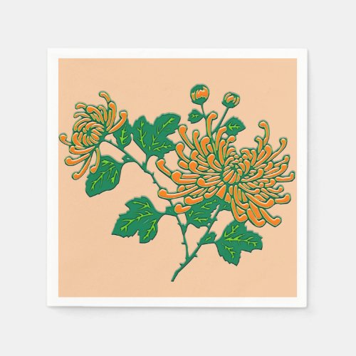 Chinese spider chrysanthemums _ Mandarin orange Paper Napkins