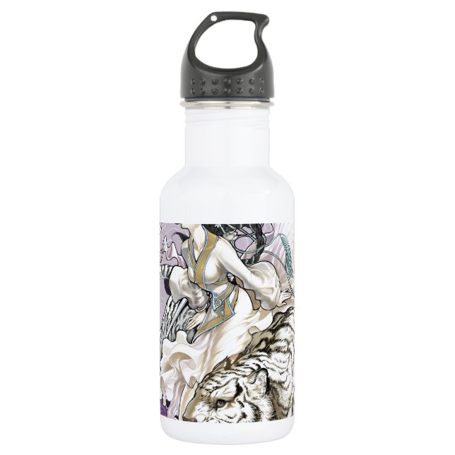 Chinese Spirit of the Tiger w Chinese Elemental Stainless Steel Water Bottle (Front)