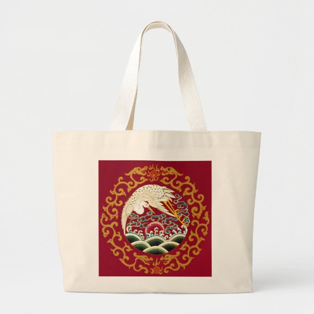 Chinese Stork & Dragon Large Tote Bag (Front)
