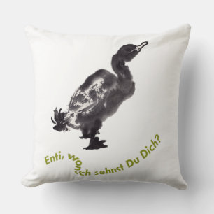 Chinese stucco art with duck throw pillow