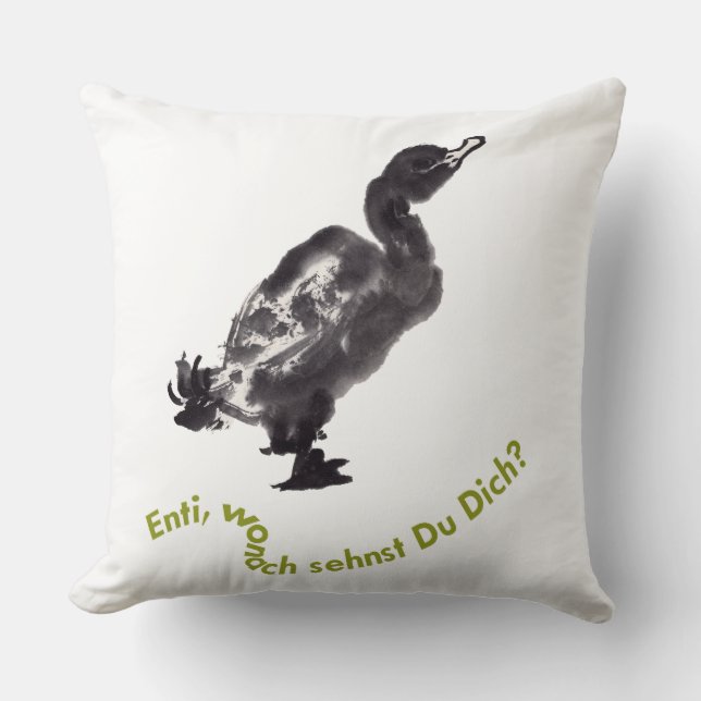 Chinese stucco art with duck throw pillow (Front)