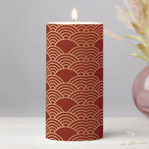 Chinese Style Gold Oriental Pillar Candle