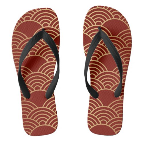Chinese Style Red and Gold Flip Flops