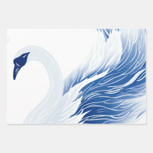 Chinese swan wings pattern Gift Bag Wrapping Paper Sheets