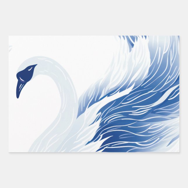 Chinese swan wings pattern Gift Bag Wrapping Paper Sheets (Front 3)