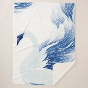 Chinese swan wings pattern sherpa blanket