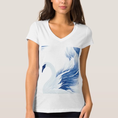 Chinese swan wings pattern T_Shirt