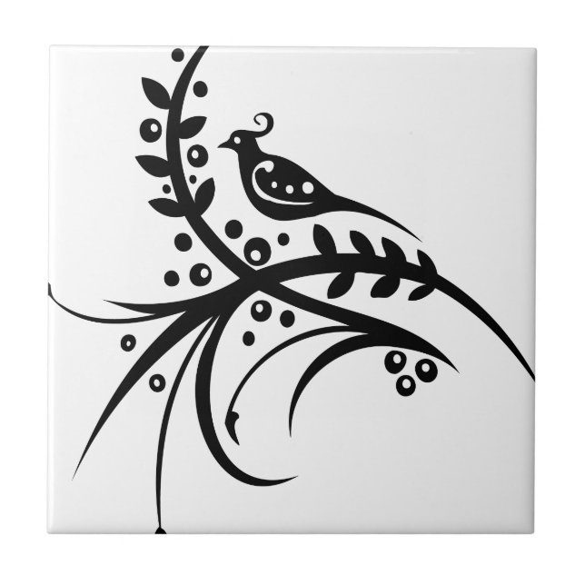 Chinese swirl floral design ceramic tile (Front)