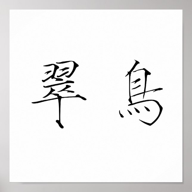 Chinese Symbol for kingfisher Poster (Front)