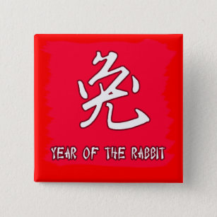 Chinese Symbol for Rabbit Yr of the Rabbit Pinback Button